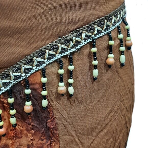 Vintage 90 Midi Skirt Boho Peasant Beaded Lace Trim Size S Fairy Grunge - Picture 5 of 10